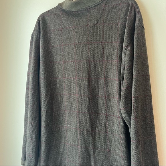 Vintage Ron Chereskin Men’s Polo Shirt L Long Sleeve Gray Herringbone Windowpane - Picture 6 of 7